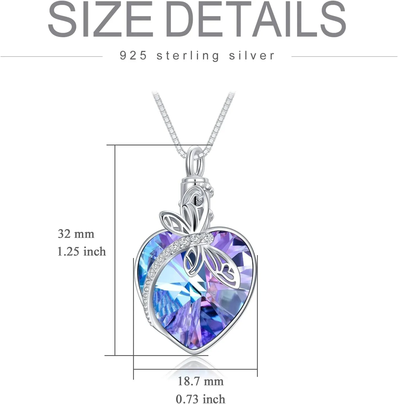 TOUPOP Sterling Silver Dragonfly/Butterfly Pendant Necklace with Crystal Birthday Christmas Jewelry Gifts for Women