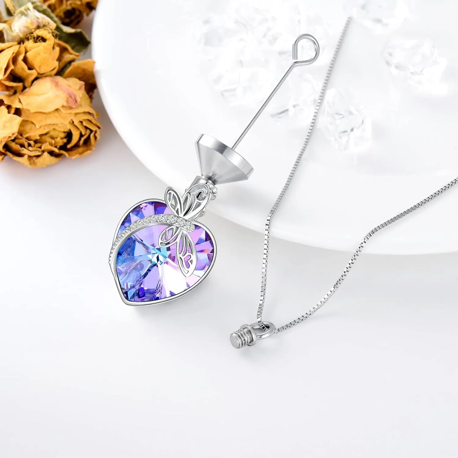 TOUPOP Sterling Silver Dragonfly/Butterfly Pendant Necklace with Crystal Birthday Christmas Jewelry Gifts for Women