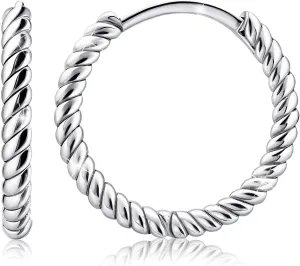 Twisted Hoop Earrings for Women Sterling Silver Hoop Earrings for Women Trendy Hypoallergenic Chunky Loop Earrings for Sensitive Ears Minimalist Fashion Huggie Earring Birthday Gifts for Ladies