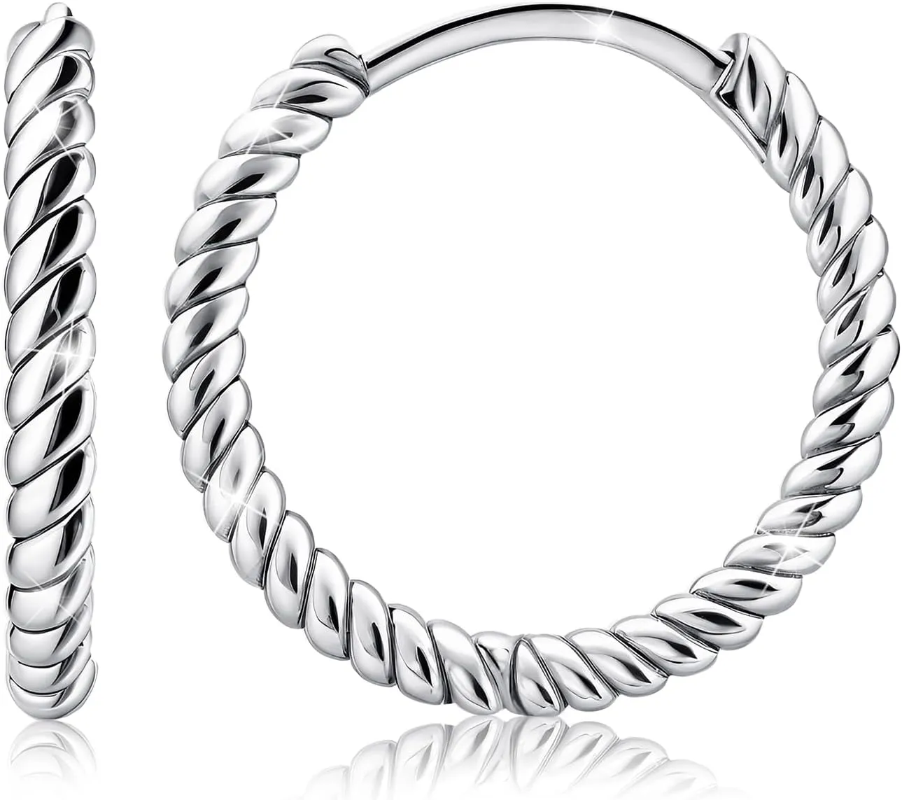 Twisted Hoop Earrings for Women Sterling Silver Hoop Earrings for Women Trendy Hypoallergenic Chunky Loop Earrings for Sensitive Ears Minimalist Fashion Huggie Earring Birthday Gifts for Ladies