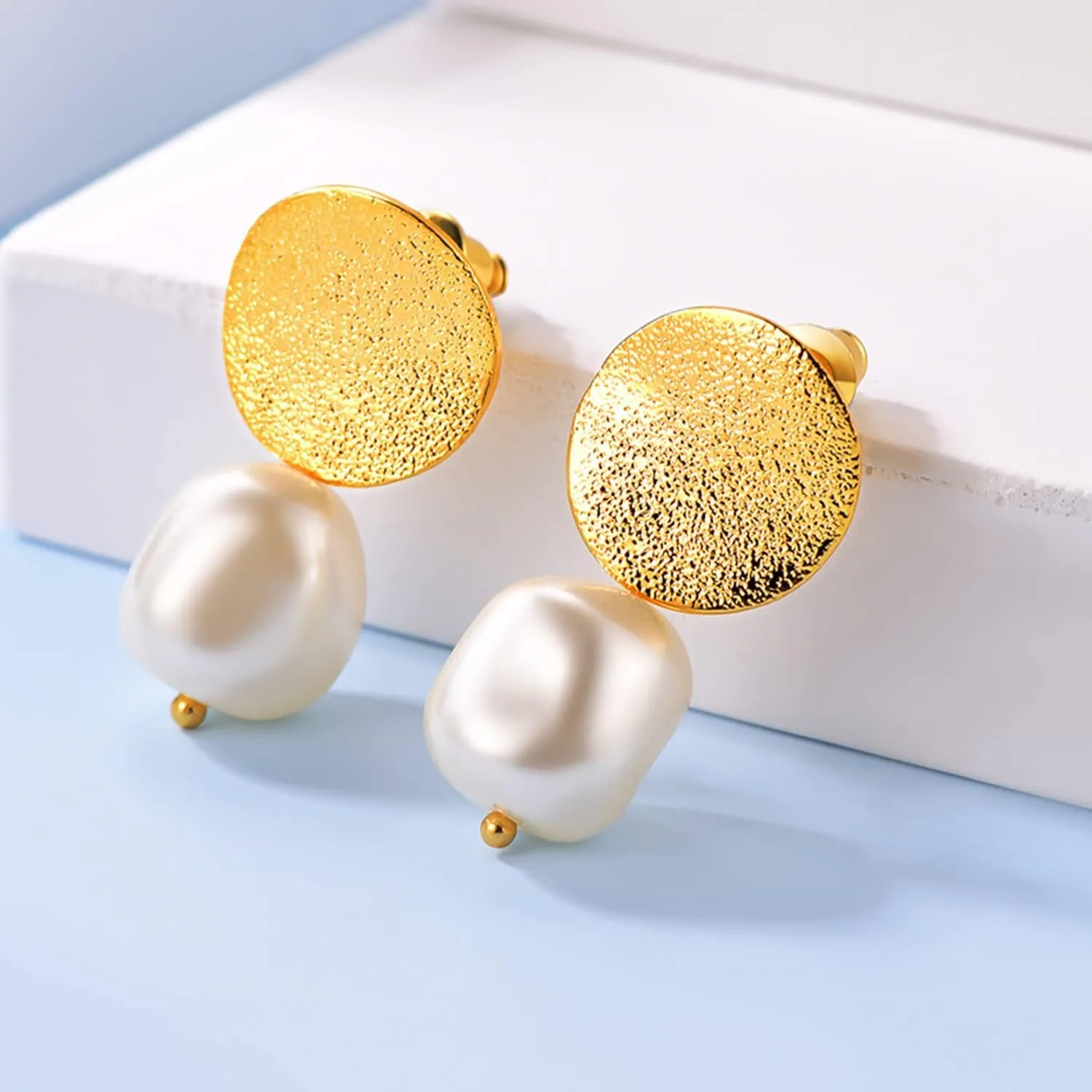 U7 Cat Stud Earrings Silver/Black/Silver/Gold Color,Birthstone Kitten Earrings, BarFaux Pearl Earrings Set, Women Teen Girls Gift