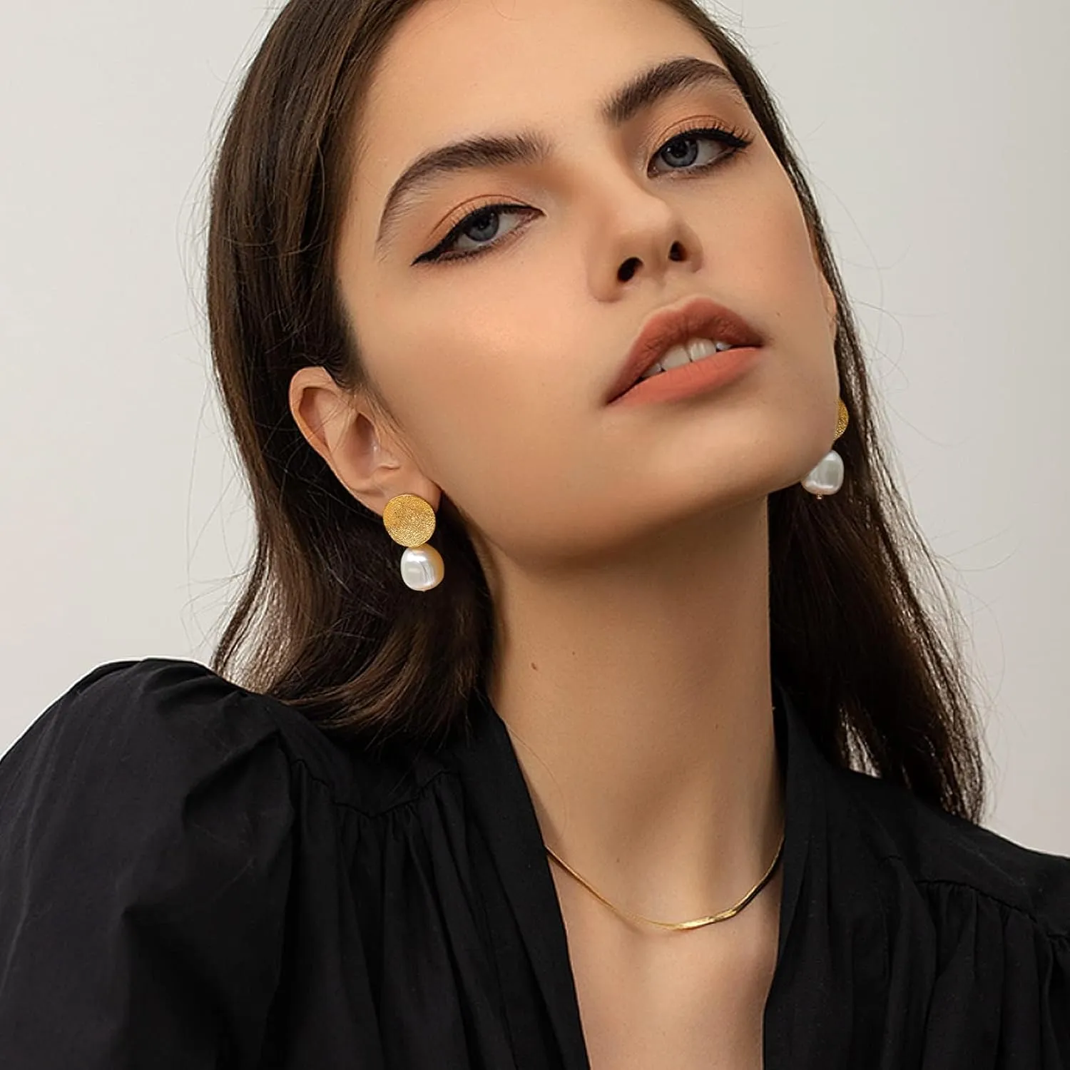 U7 Cat Stud Earrings Silver/Black/Silver/Gold Color,Birthstone Kitten Earrings, BarFaux Pearl Earrings Set, Women Teen Girls Gift
