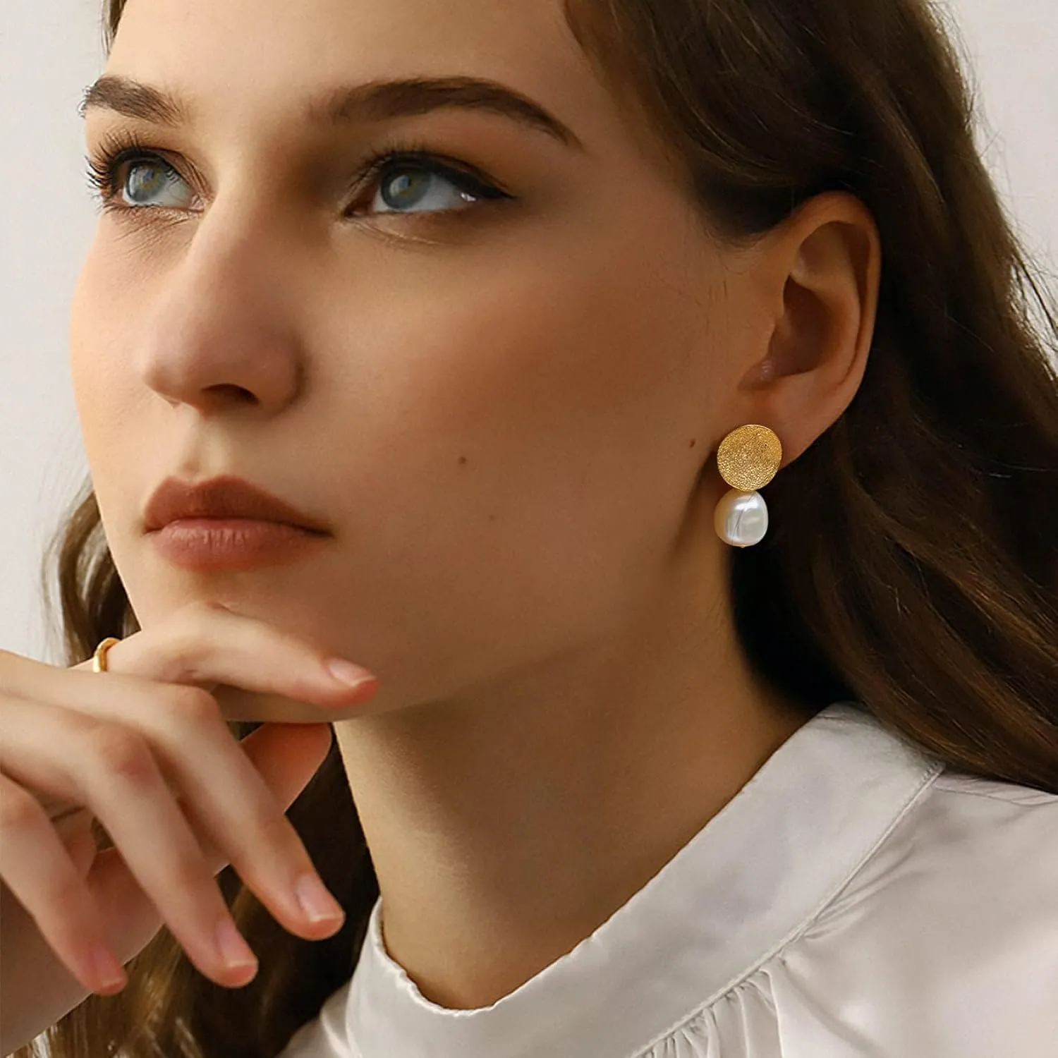 U7 Cat Stud Earrings Silver/Black/Silver/Gold Color,Birthstone Kitten Earrings, BarFaux Pearl Earrings Set, Women Teen Girls Gift