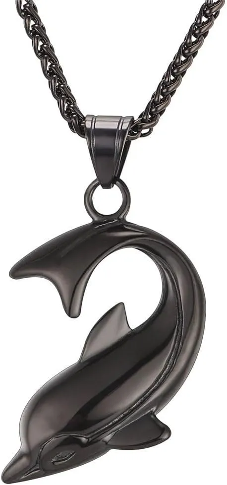 U7 Stainless Steel Shark Necklaces,18K Gold Plated Dolphin/Swordfish/Shark Pendant Necklace,Punk Mens Jewelry