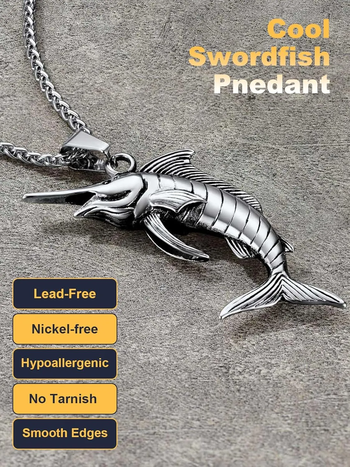 U7 Stainless Steel Shark Necklaces,18K Gold Plated Dolphin/Swordfish/Shark Pendant Necklace,Punk Mens Jewelry