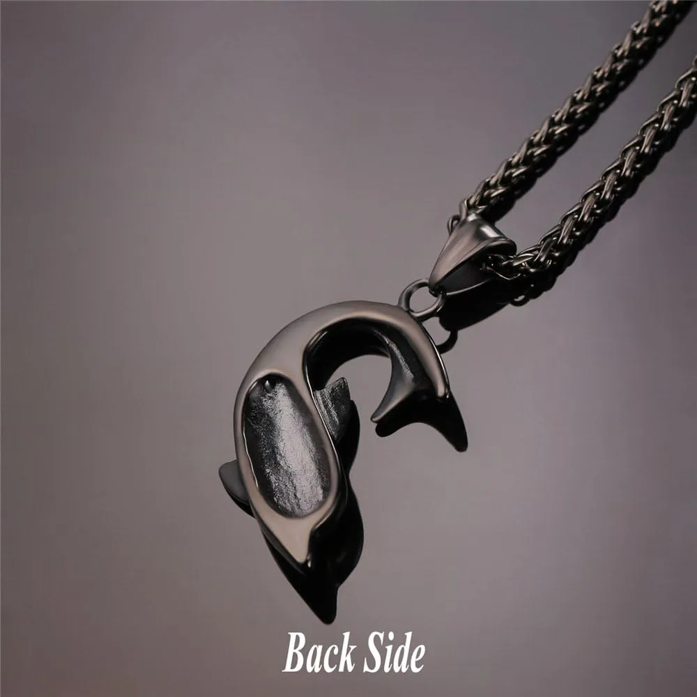 U7 Stainless Steel Shark Necklaces,18K Gold Plated Dolphin/Swordfish/Shark Pendant Necklace,Punk Mens Jewelry
