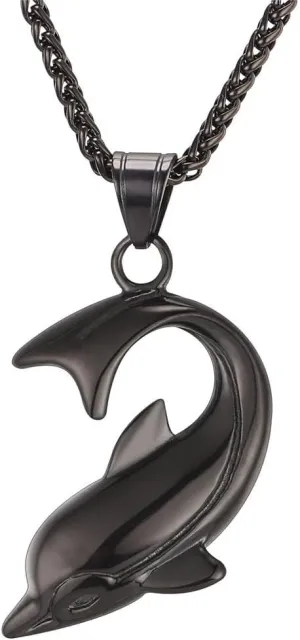 U7 Stainless Steel Shark Necklaces,18K Gold Plated Dolphin/Swordfish/Shark Pendant Necklace,Punk Mens Jewelry
