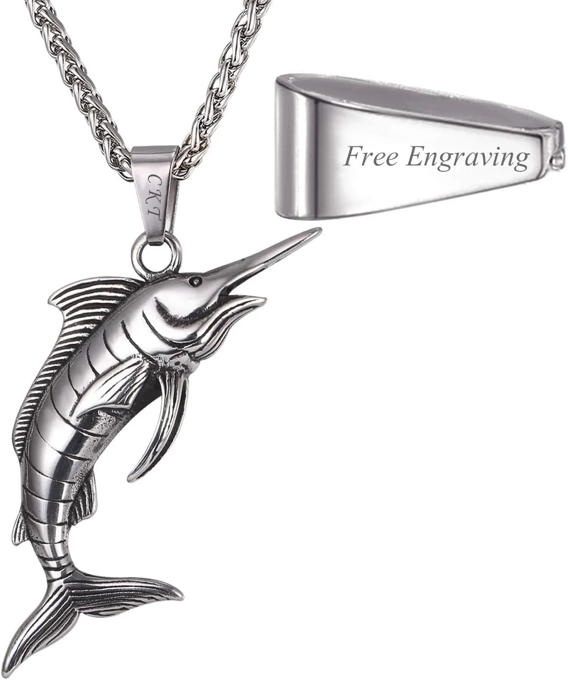 U7 Stainless Steel Shark Necklaces,18K Gold Plated Dolphin/Swordfish/Shark Pendant Necklace,Punk Mens Jewelry
