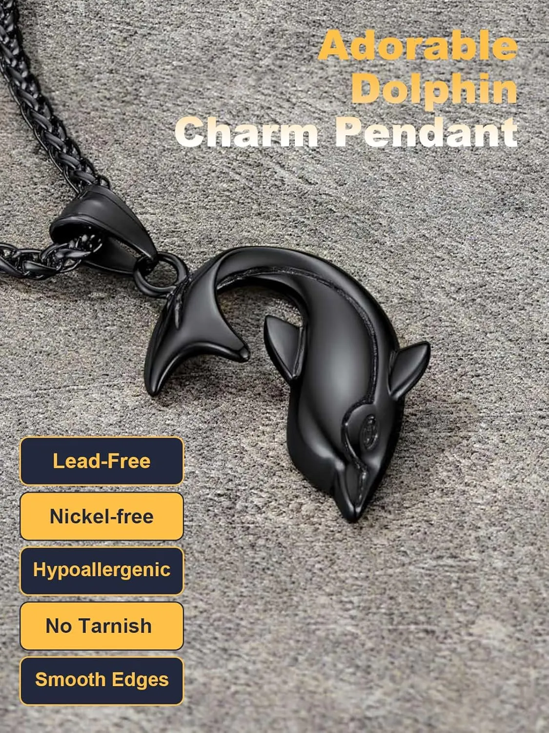 U7 Stainless Steel Shark Necklaces,18K Gold Plated Dolphin/Swordfish/Shark Pendant Necklace,Punk Mens Jewelry