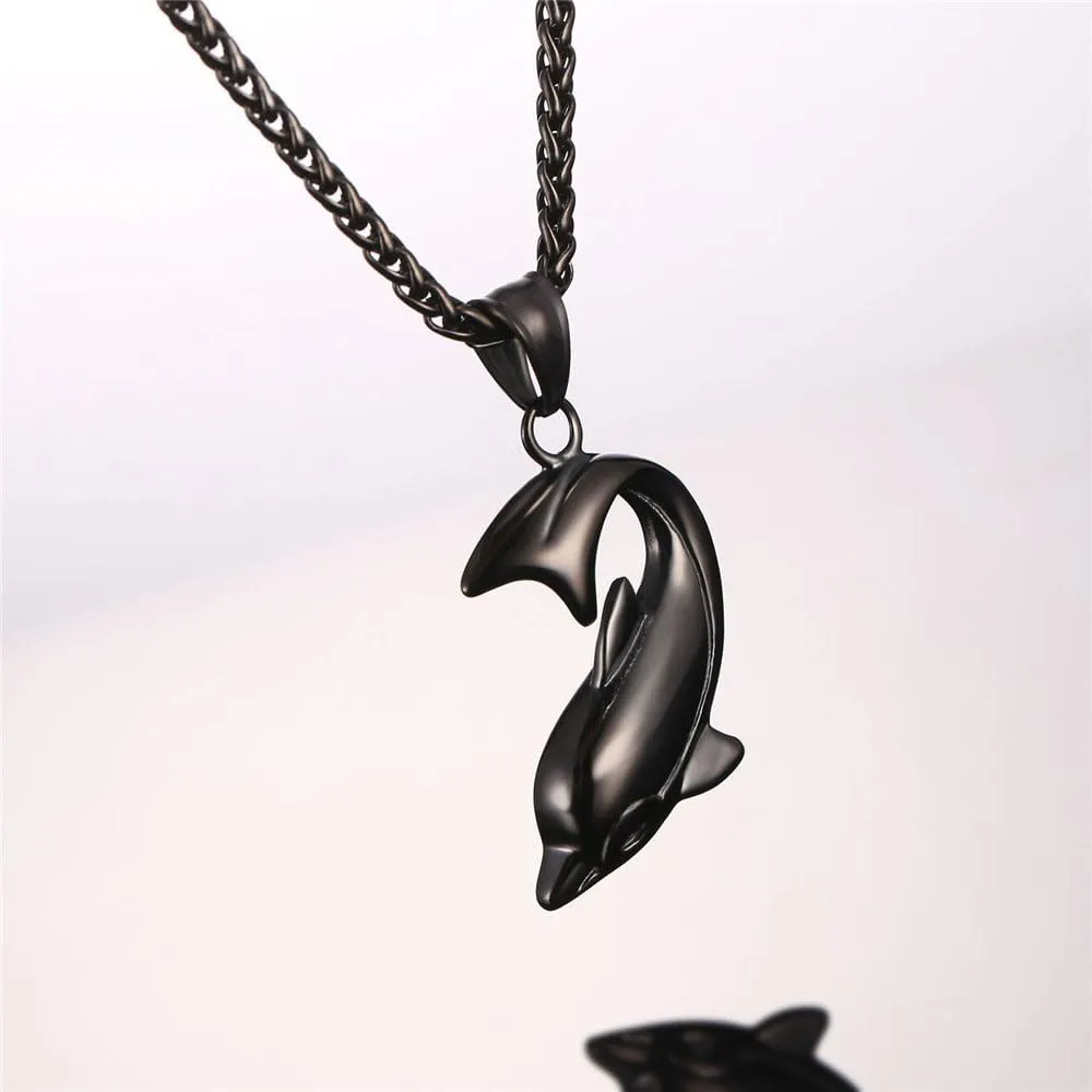 U7 Stainless Steel Shark Necklaces,18K Gold Plated Dolphin/Swordfish/Shark Pendant Necklace,Punk Mens Jewelry
