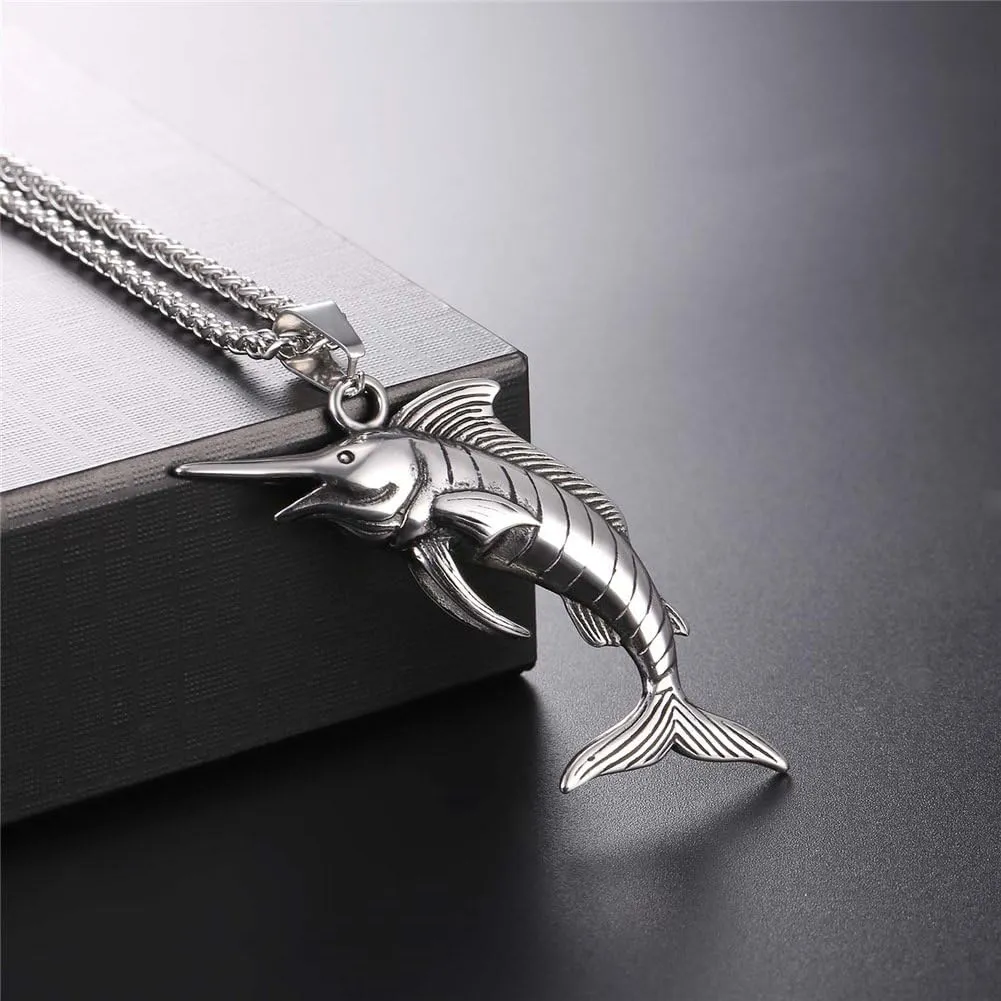 U7 Stainless Steel Shark Necklaces,18K Gold Plated Dolphin/Swordfish/Shark Pendant Necklace,Punk Mens Jewelry