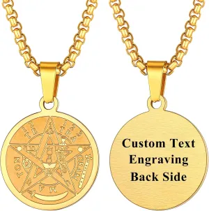 U7 Wiccan Necklace Pagan Pendant Men Women Stainless Steel/Black/18K Gold Plated Pentagram/Norse Viking/Raven Occult Necklaces