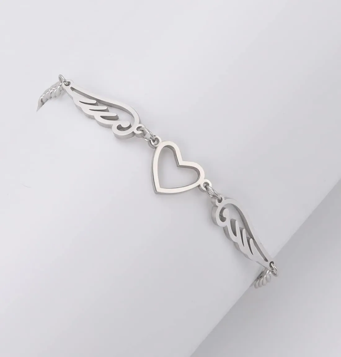 UNIFT Anklet For Women - Angel Wings Heart Anklet - Stainless Steel Hollow Out Adjustable Wings Heart Charm Ankle Chain Jewelry Gift For Women