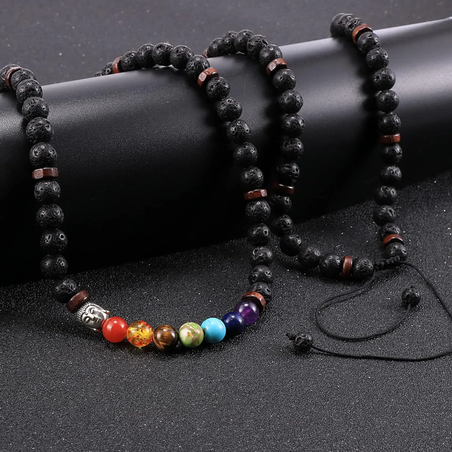 Unisex Yoga Necklace 8MM 52PCS Natural Stone Beads Men Women Necklaces Gemstone Choker Buddhist Rosary Tibetan Jewelry,Matte Stone Gold
