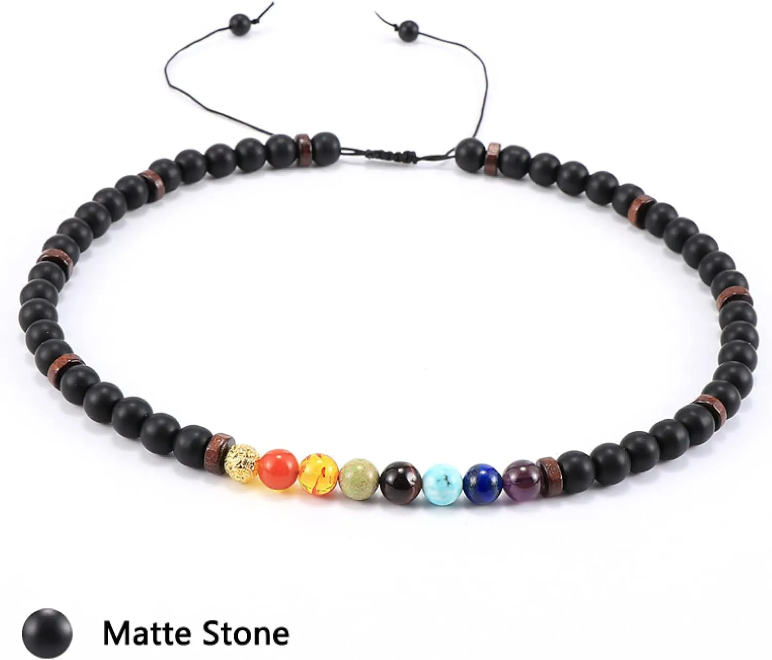 Unisex Yoga Necklace 8MM 52PCS Natural Stone Beads Men Women Necklaces Gemstone Choker Buddhist Rosary Tibetan Jewelry,Matte Stone Gold