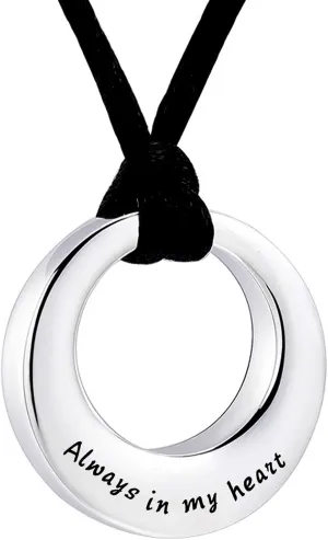 Urn Necklaces for Ashes "Always in My Heart" Ashes Necklace Cremation Jewelry Keepsake Holder Memorial Necklace