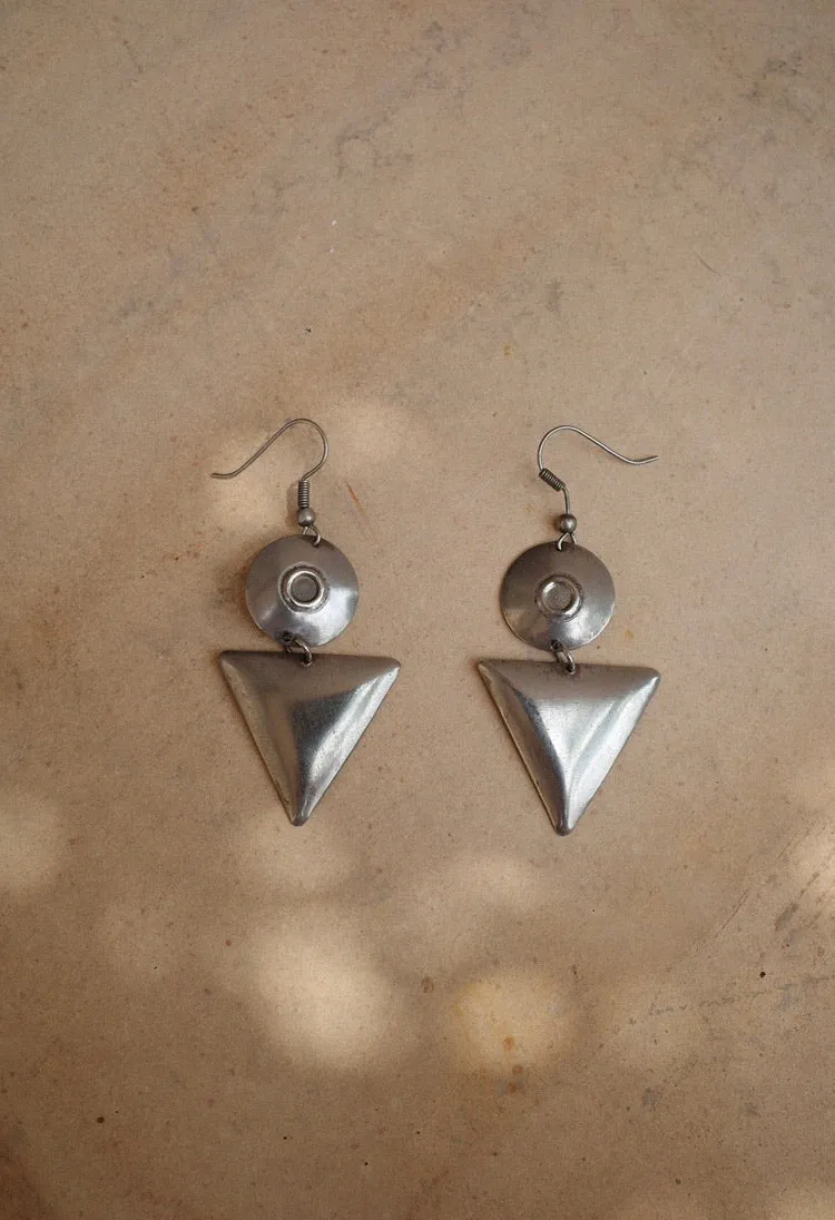 Vintage Chilean Silver Geometric Earrings