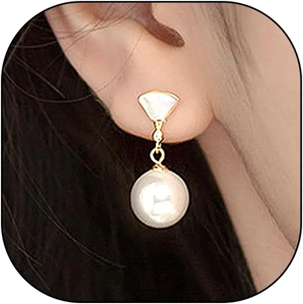 Vintage Pearl Dangle Earrings for Women Boho Geometry Drop Earrings Statement Dangling Earrings Lightweight Jewelry Accessories