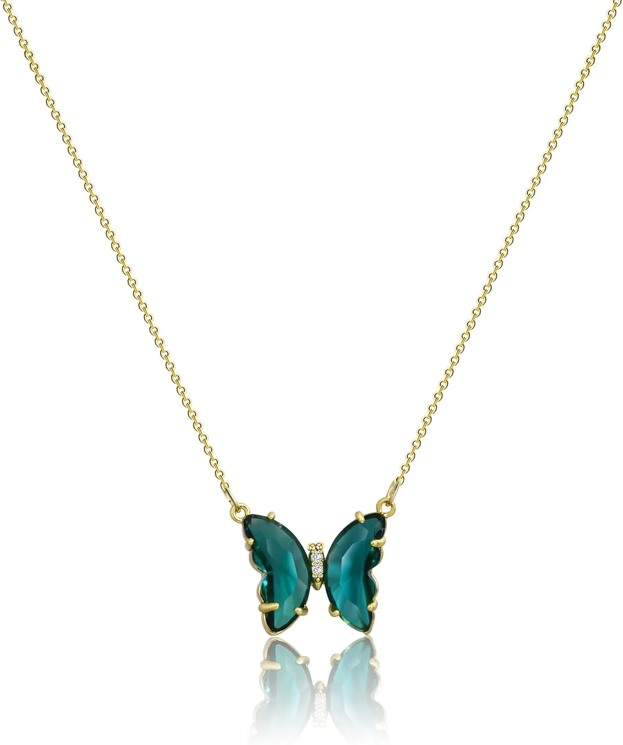 VIROMY Dainty Butterfly Pendant Necklace for Women 18K Gold filled Minimalist Cubic Zirconia Butterfly Pendant Cute Gold Chain Necklaces for Women