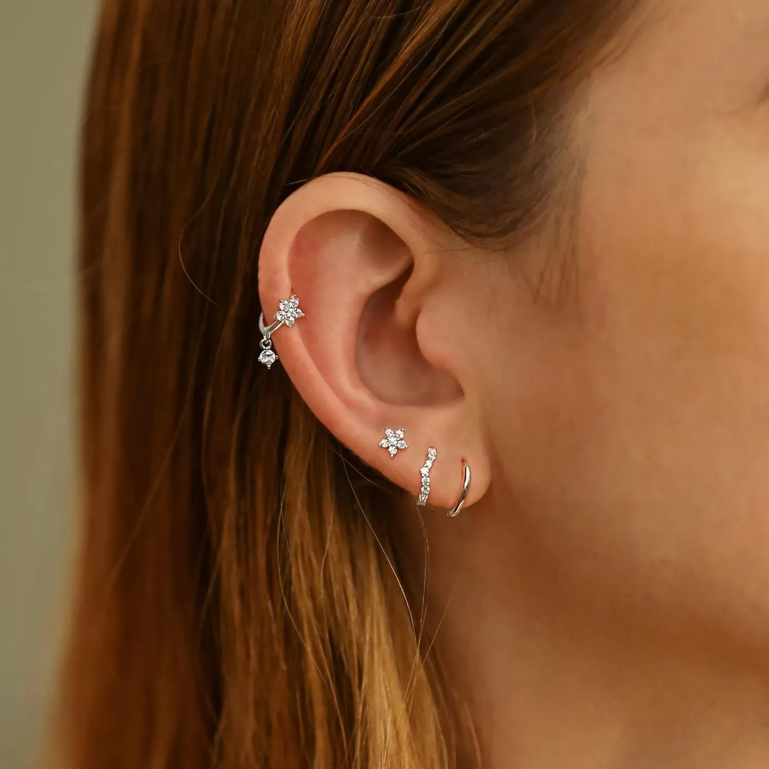 VIROMY Silver Stud Earrings for Women, Sterling Silver earrings Set Small Hoop Earrings Stack Dangle Earrings Minimalist Drop Stud earrings Hypoallergenic Everyday Earrings Women Trendy