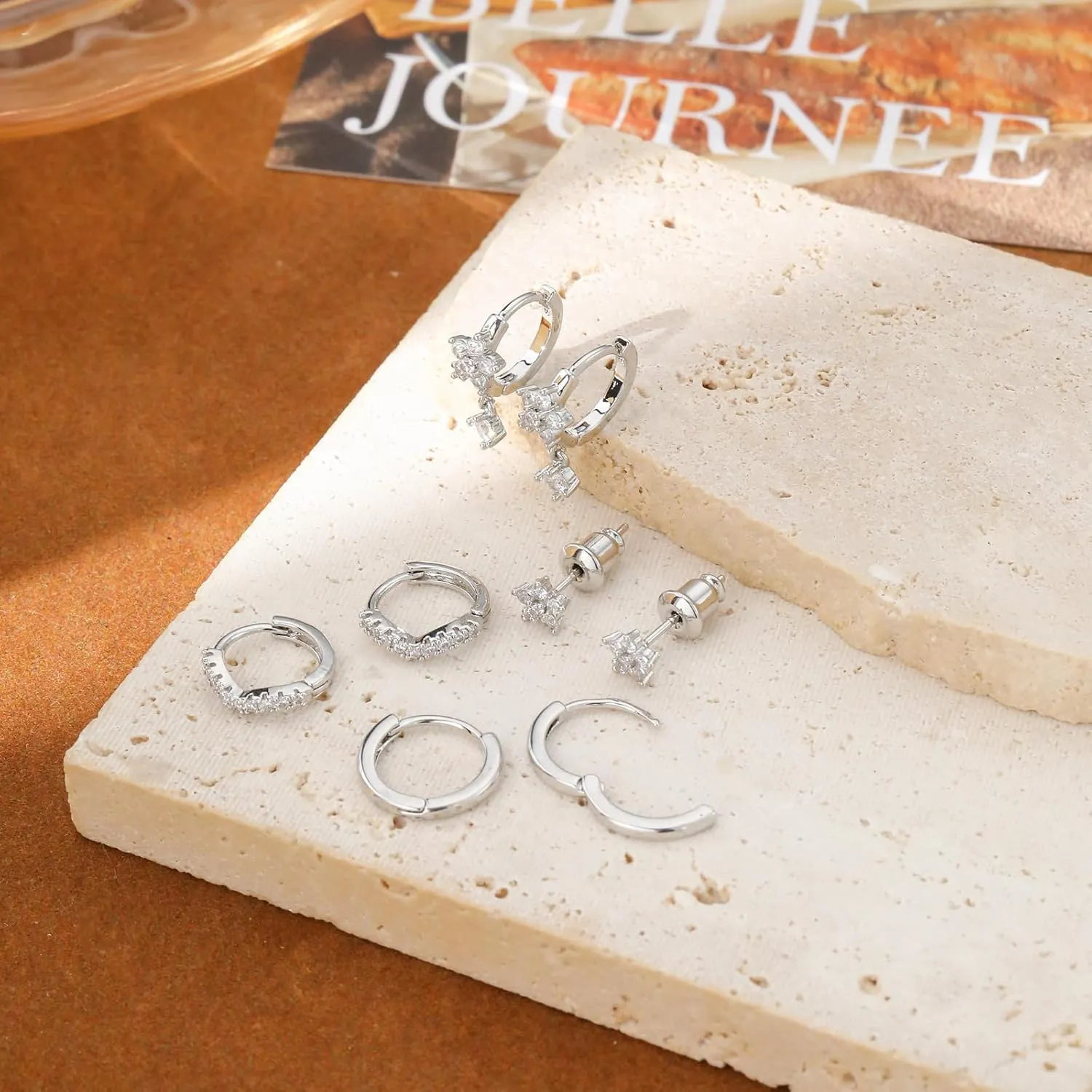 VIROMY Silver Stud Earrings for Women, Sterling Silver earrings Set Small Hoop Earrings Stack Dangle Earrings Minimalist Drop Stud earrings Hypoallergenic Everyday Earrings Women Trendy