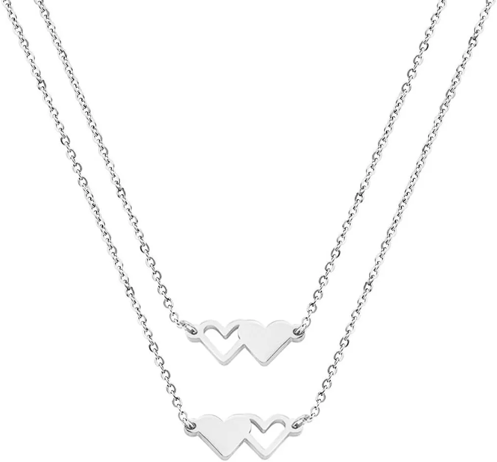 VLINRAS Best Friends Necklace for 3, Sister Bracelet for 3 BFF Matching Heart Pendant Long Distance Friendship Jewelry Birthday Gift
