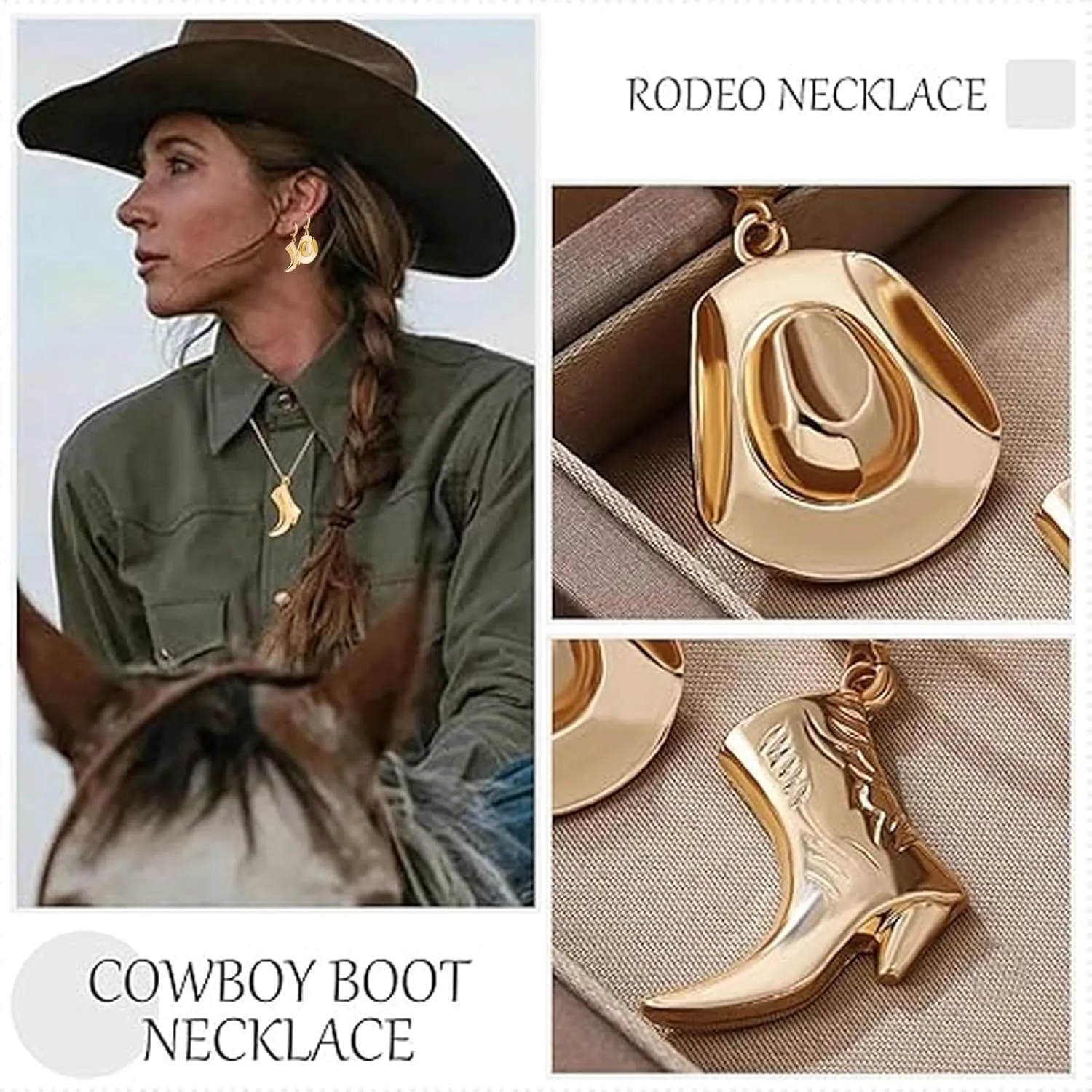 Western Necklaces for Women Charm Necklace Western Outfit for Women Cowboy Cowgirl Boots Hats Charms Country Concert Outfits