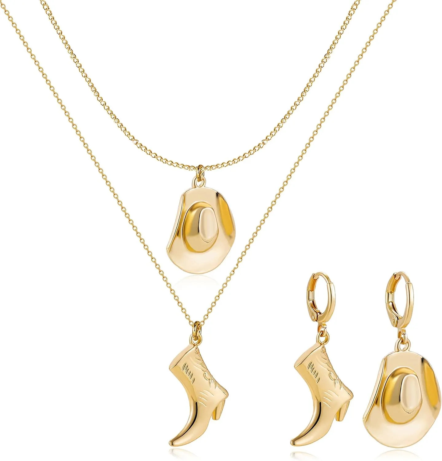 Western Necklaces for Women Charm Necklace Western Outfit for Women Cowboy Cowgirl Boots Hats Charms Country Concert Outfits