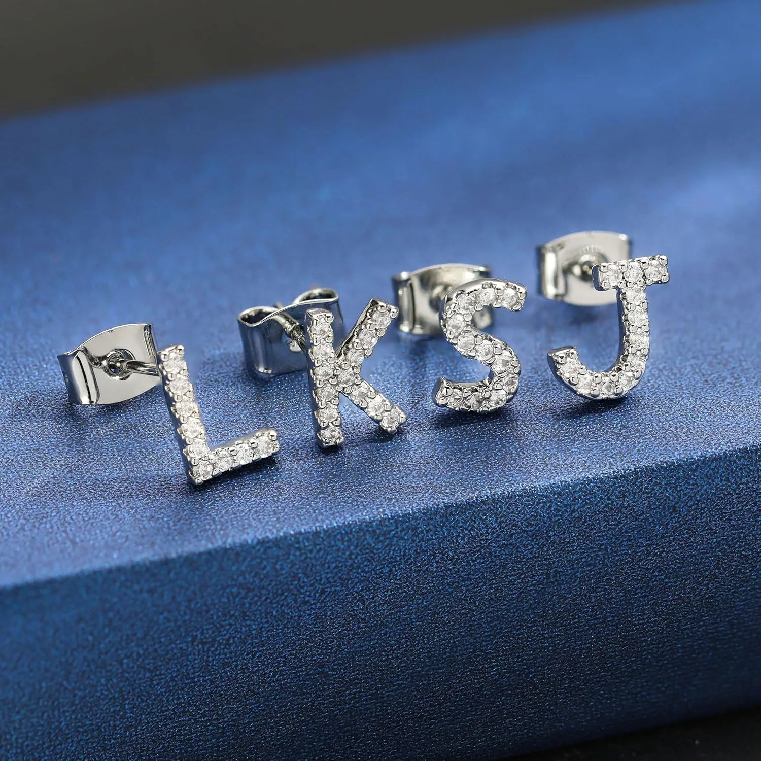 WFYOU Gold Earrings for Women 925 Sterling Silver Cubic Zirconia Initial Letter Stud Earring for Women Trendy 14k Gold Plated Dainty Cute Diamond Hypoallergenic Earrings Jewelry Gifts
