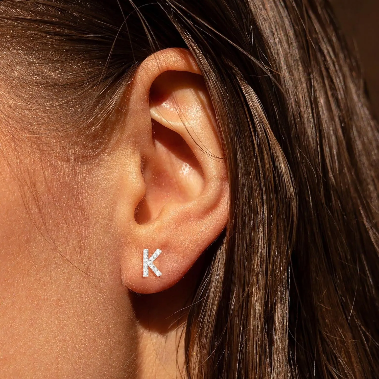 WFYOU Gold Earrings for Women 925 Sterling Silver Cubic Zirconia Initial Letter Stud Earring for Women Trendy 14k Gold Plated Dainty Cute Diamond Hypoallergenic Earrings Jewelry Gifts