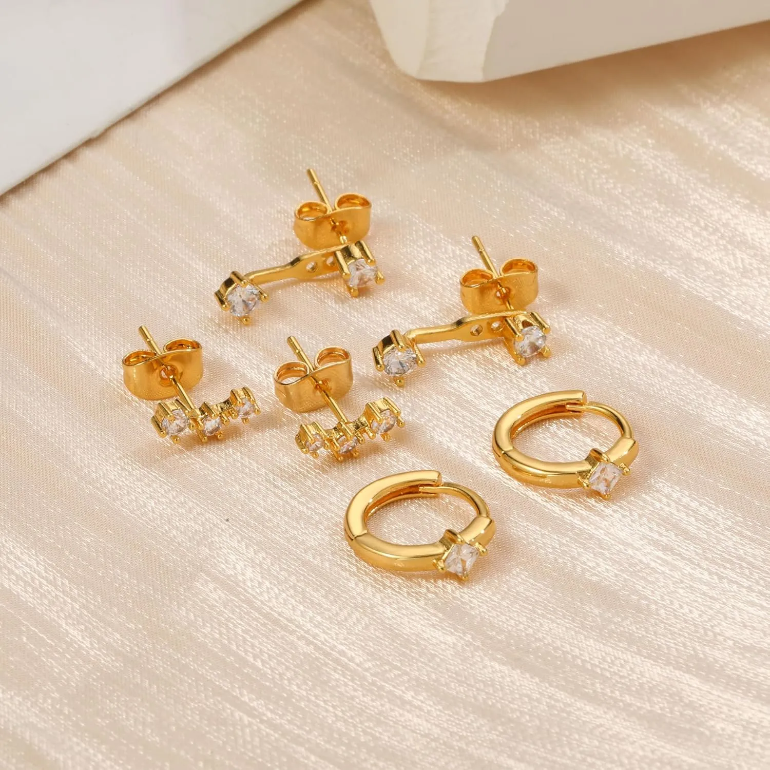 WFYOU Gold Hoop Earrings for Women Trendy 925 Sterling Silver Stud Earrings Set Hypoallergenic 14k Gold Earrings for Women Earring Stacks Dainty Huggie Small Hoop Cartilage Earrings for Women Jewelry