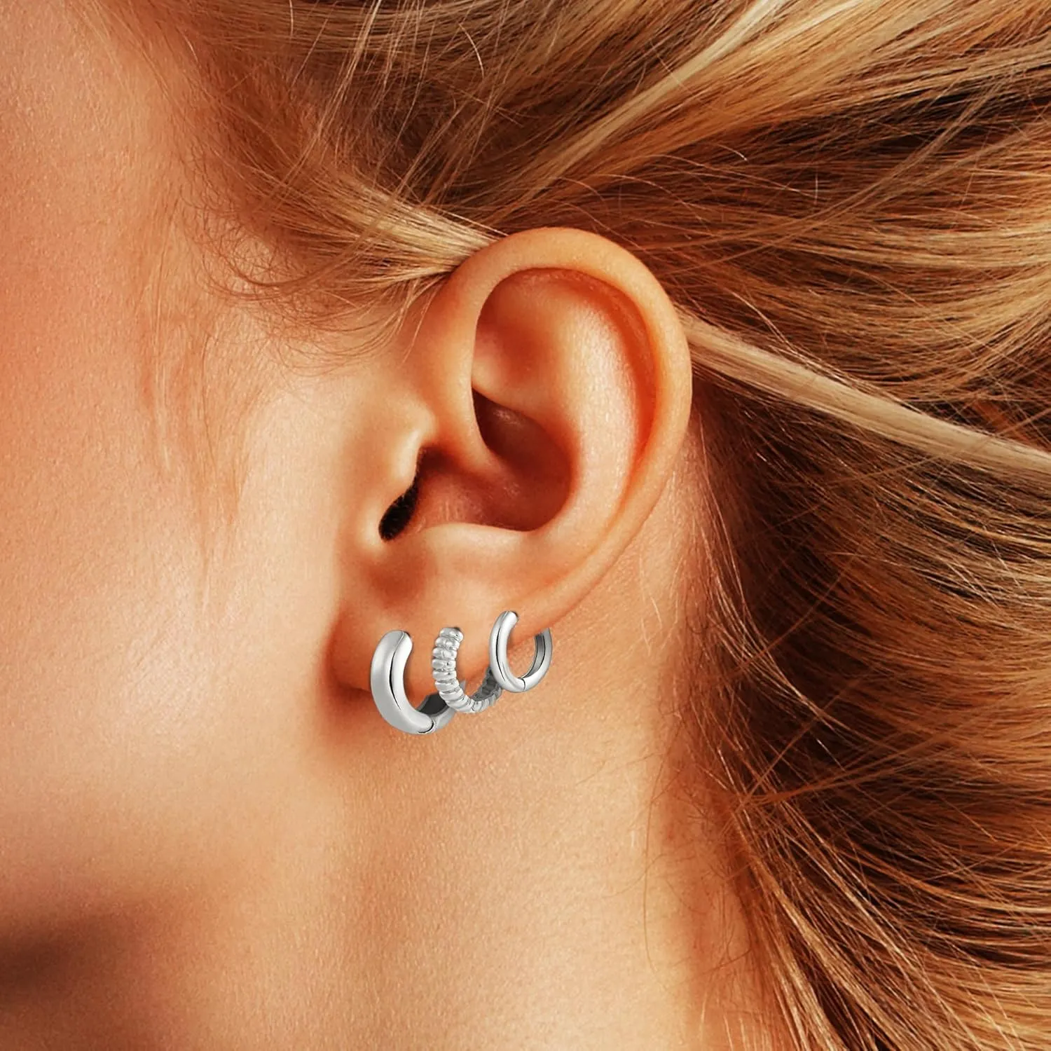 Wgoud 12 Pairs Hypoallergenic Surgical Steel Earrings for Sensitive Ears Waterproof Trendy Gold Small Stud Flat Back Stainless Steel Earrings for Women Men Hoop Cartilage Earring Set for Multiple Piercing