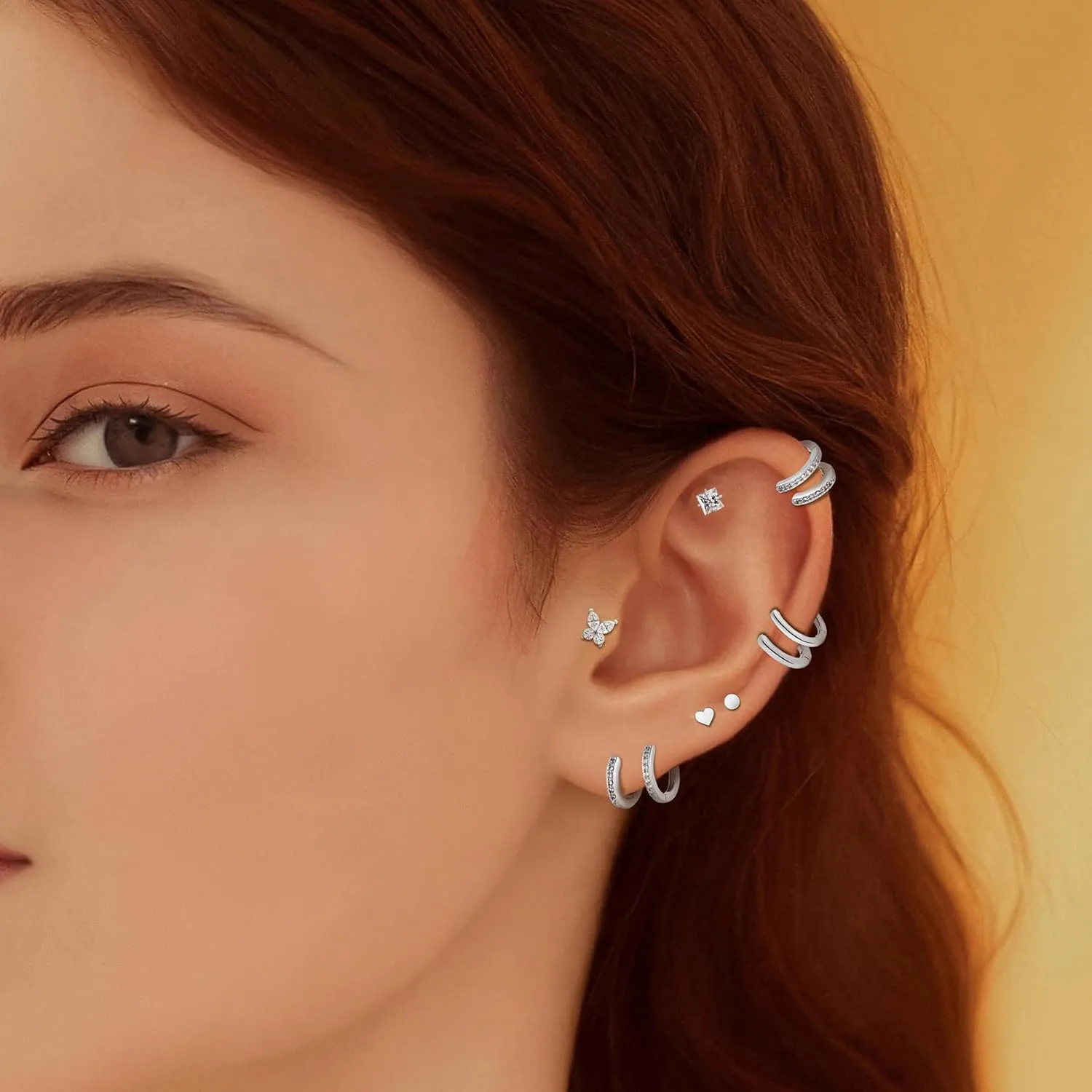 Wgoud 12 Pairs Hypoallergenic Surgical Steel Earrings for Sensitive Ears Waterproof Trendy Gold Small Stud Flat Back Stainless Steel Earrings for Women Men Hoop Cartilage Earring Set for Multiple Piercing