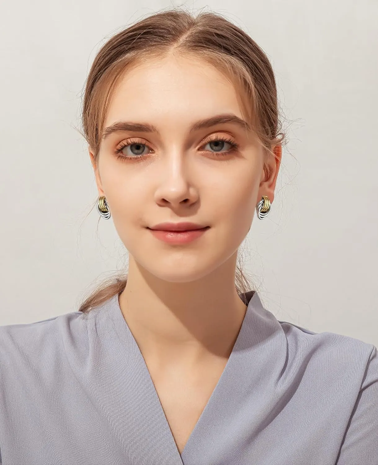 WOWORAMA Double Circle Drop Earrings for Women Gold Silver Geometric Hoop Dangle Earrings Round Circle Hoop Earrings Lightweight Statement Hoop Earrings