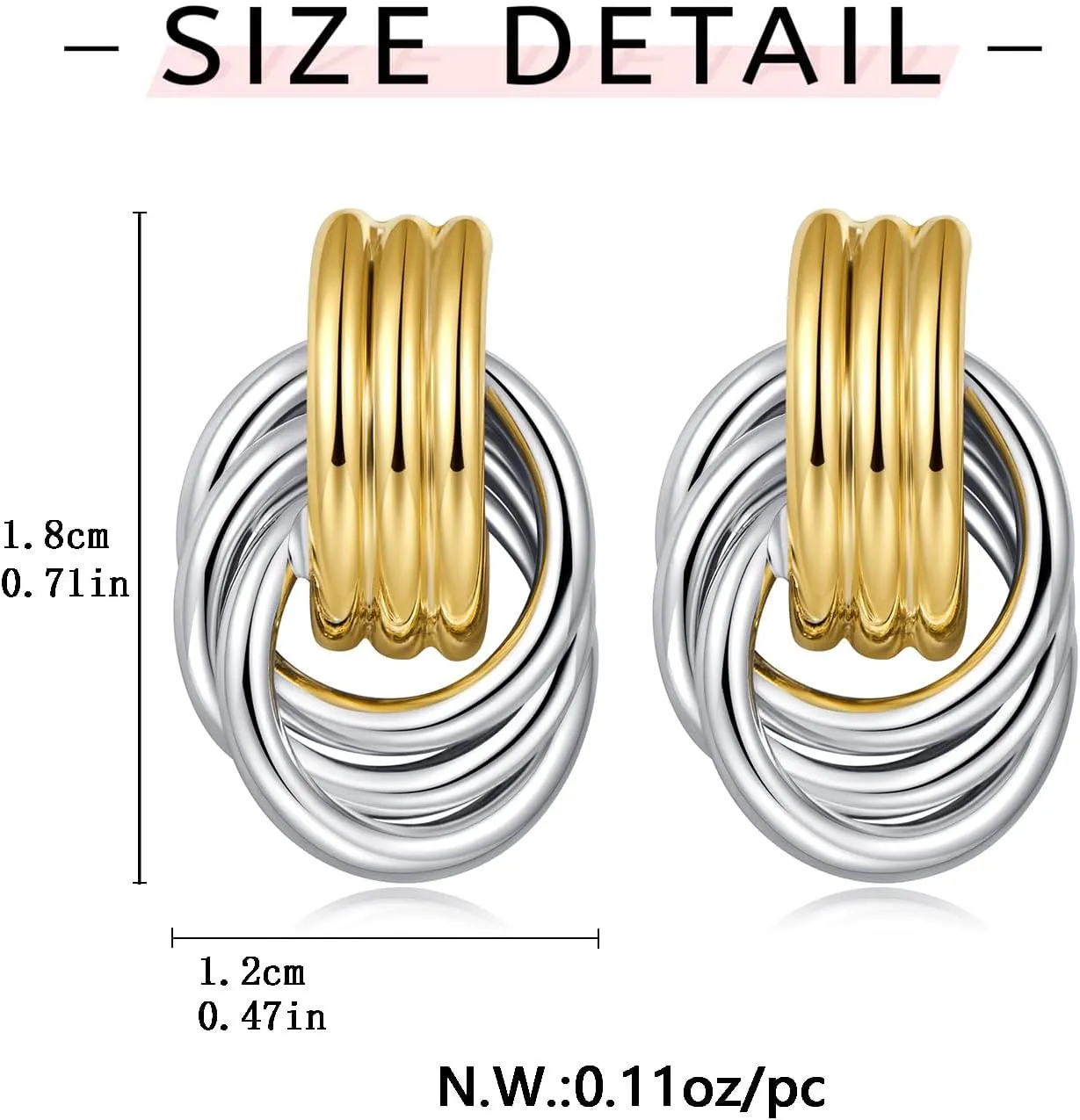 WOWORAMA Double Circle Drop Earrings for Women Gold Silver Geometric Hoop Dangle Earrings Round Circle Hoop Earrings Lightweight Statement Hoop Earrings