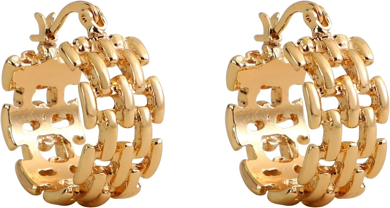 XZE 14K Gold Plated Braided Hoop Earrings - Classic, Lightweight, Hypoallergenic Twisted Hoop Earrings for Women