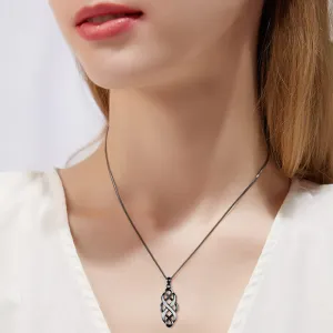 YFN Irish Celtic Knot Created Opal Pendant Necklace Sterling Silver Black Necklaces for Women Men 18"