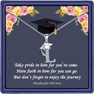 Yoosteel Graduation Gifts for Her 2025, Initial Necklaces Graduation Cap Necklace Friendship Gifts for Women Friends Her 2025