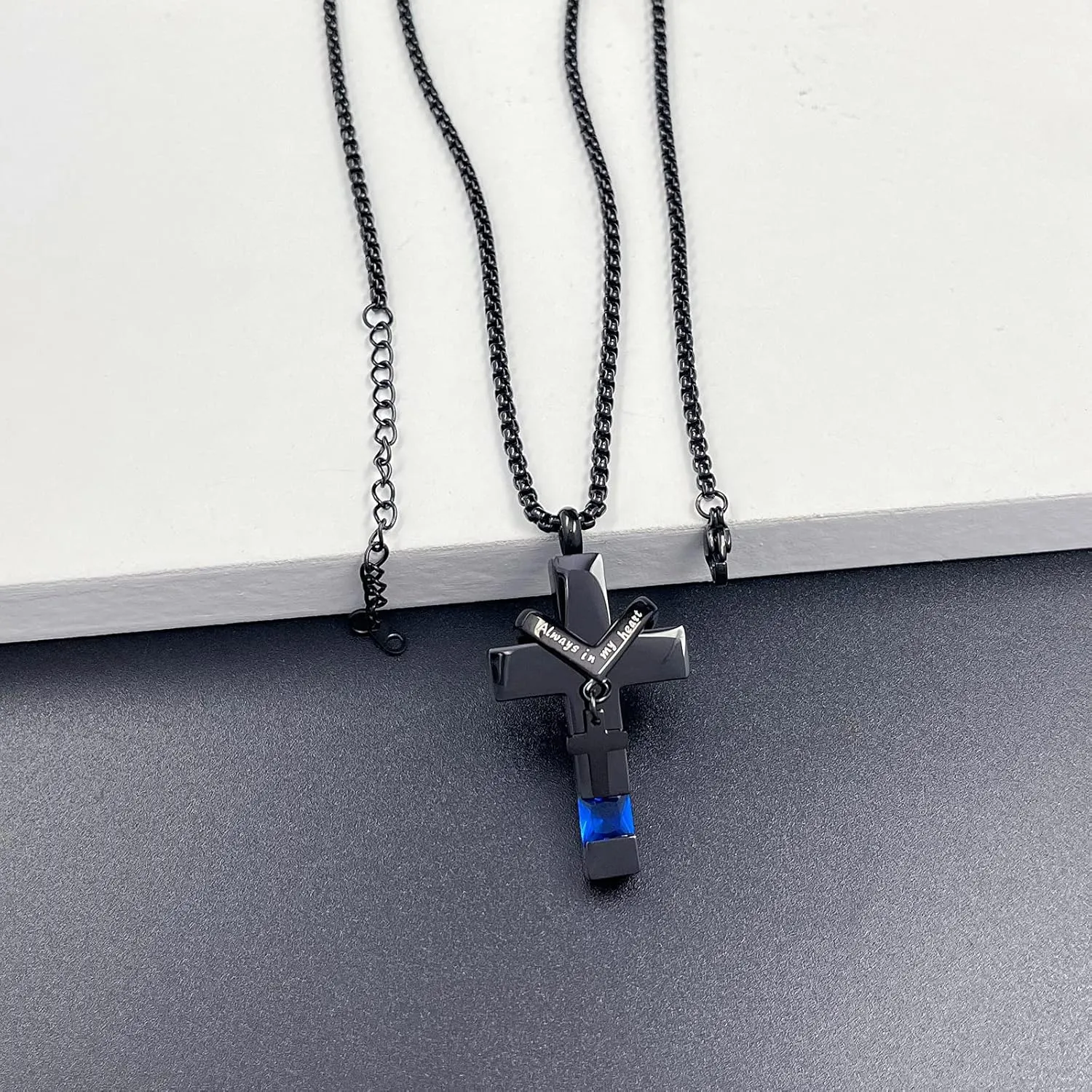 YOUFENG Birthstones Urn Necklaces for Ashes Cross Cremation Pendant Urns for Human Ashes Memorial Keepsake Locket Jewelry