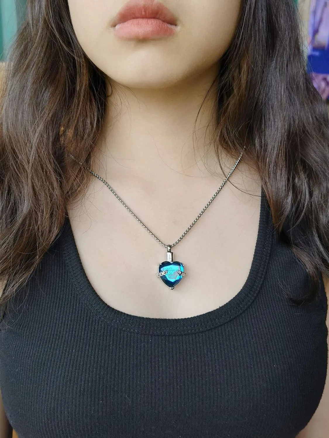 YOUFENG Urn Necklaces for Ashes Always in My Heart Heart Cremation Jewelry Memorial Pendant Birthstone Necklace