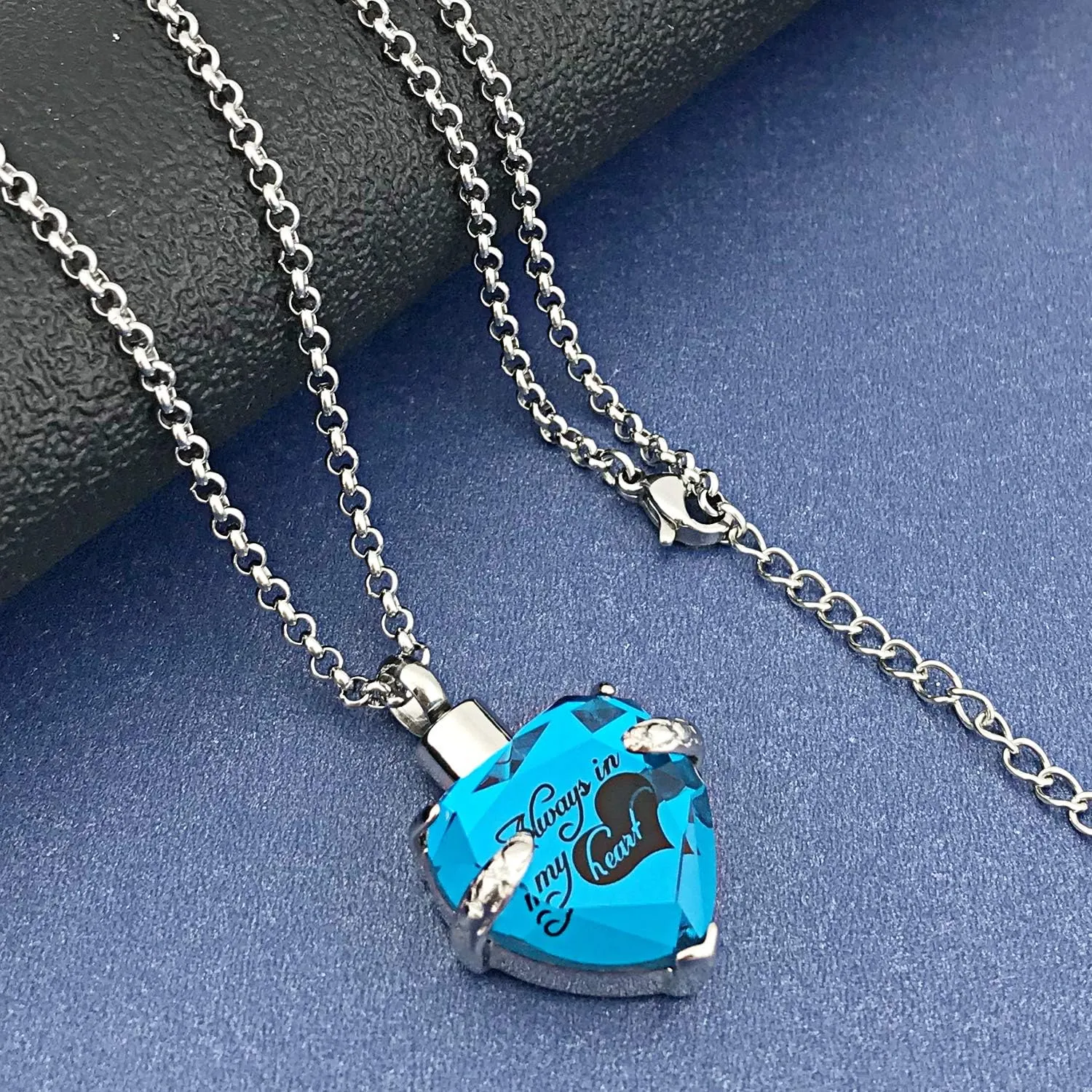 YOUFENG Urn Necklaces for Ashes Always in My Heart Heart Cremation Jewelry Memorial Pendant Birthstone Necklace