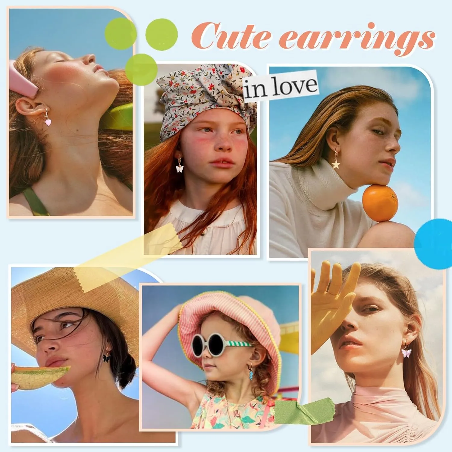 Yowivon Dangle Earrings Gold Cute Preppy Fun Earrings Small Huggie Hoop Dangle Drop Earring Charms Pendants Trendy Y2K Hypoallergenic Jewelry Gifts 9 Pairs