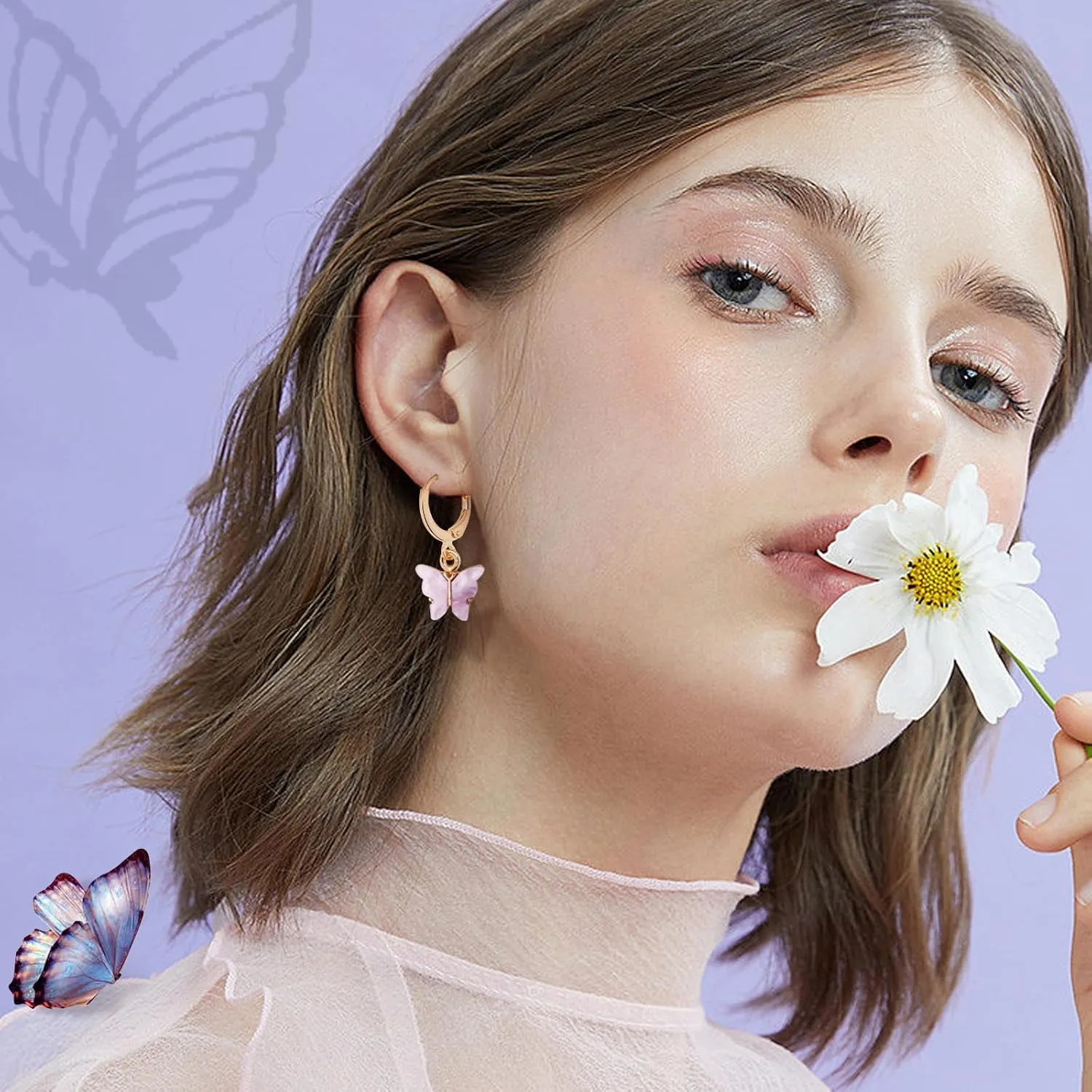 Yowivon Dangle Earrings Gold Cute Preppy Fun Earrings Small Huggie Hoop Dangle Drop Earring Charms Pendants Trendy Y2K Hypoallergenic Jewelry Gifts 9 Pairs