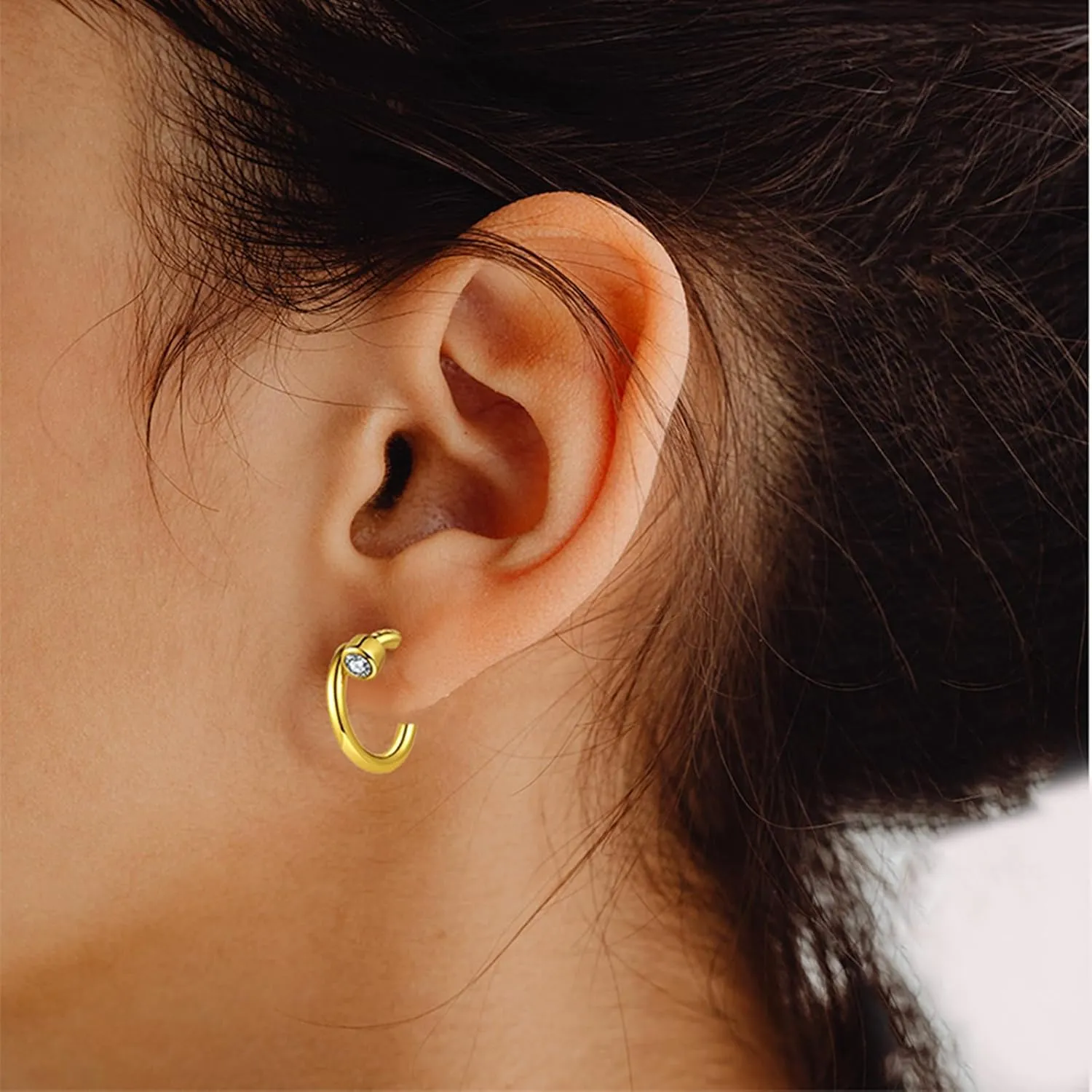 Zaano 14K Gold Plated Hoop Earrings for Women Girls 925 Sterling Silver Post  Large Small Twisted Chunky Thick CZ Hoop Square 