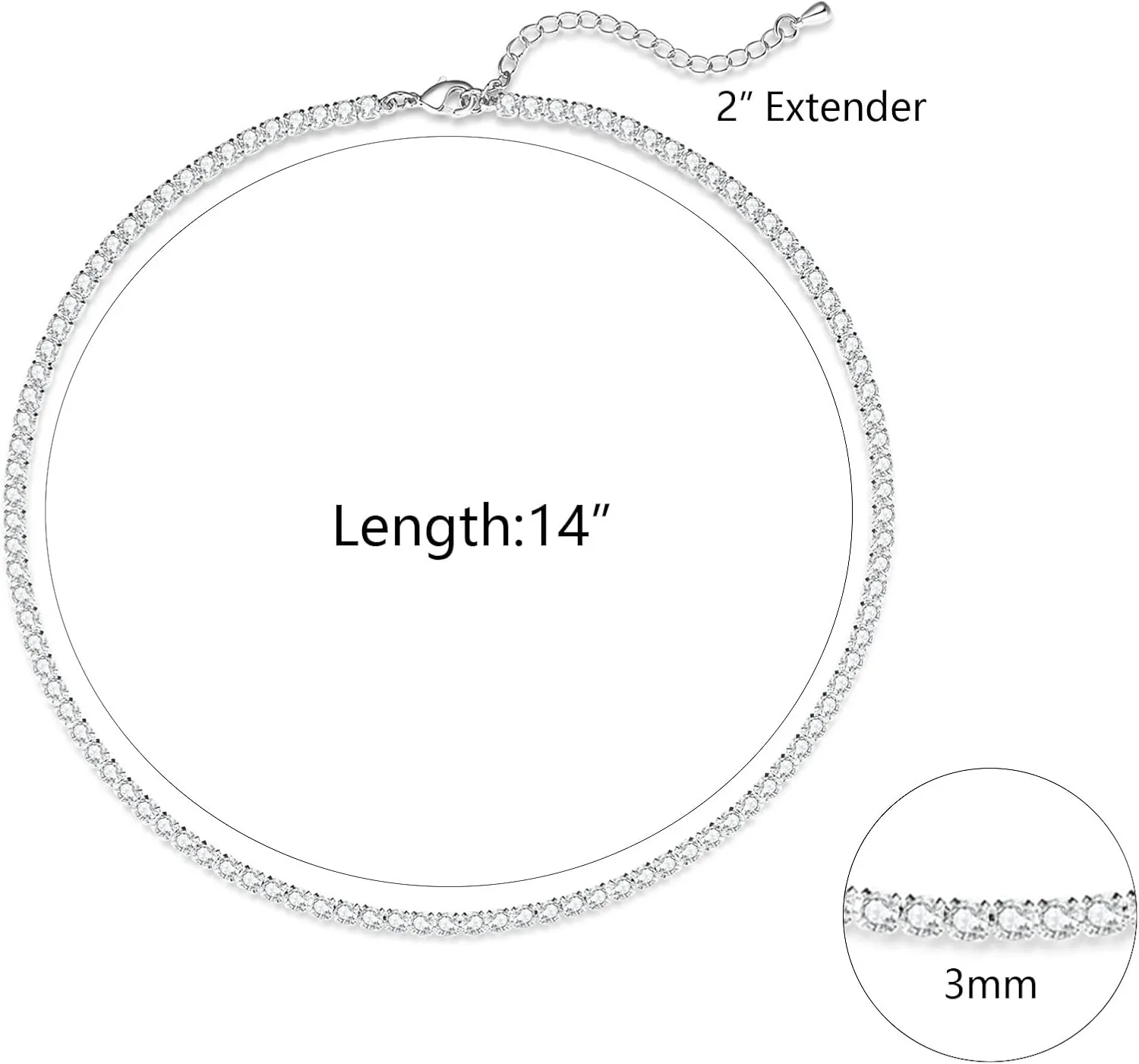 Zeffy Tennis Necklace for Women, 18K Gold/Silver Plated Rhinestone Choker Necklaces Dainty Zirconia Cut Faux Diamond chain Wedding Jewelry for Women